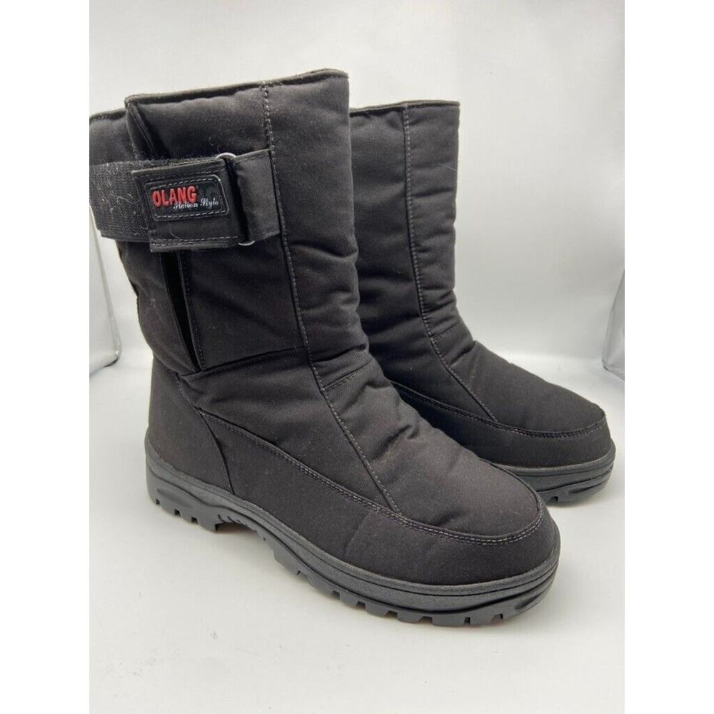 OLANG Ice Cleats Boots Women's 44 EU 13.5‎ US Insulated Black Faux Fur Italian